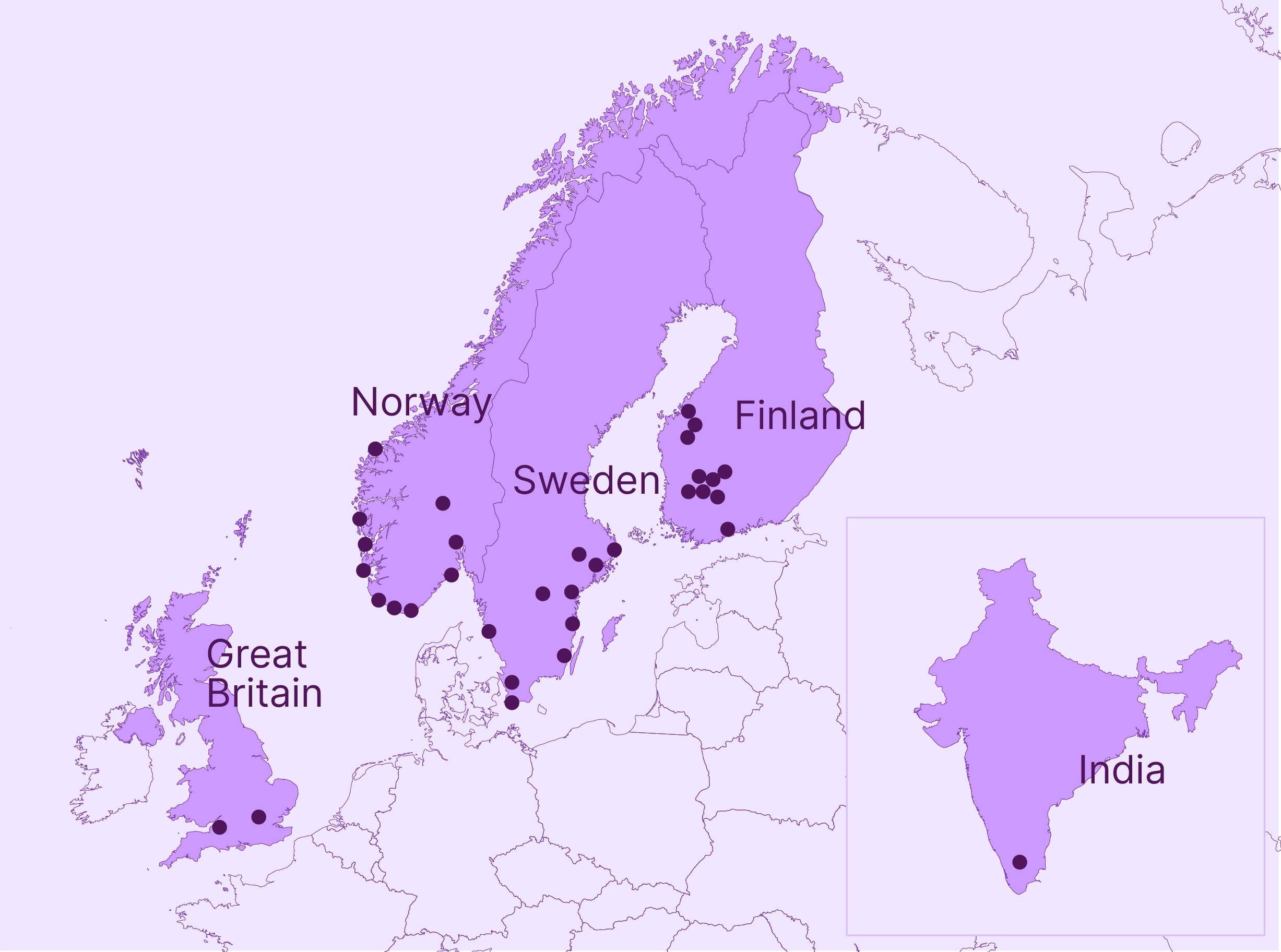 A map with the VIEW Group offices